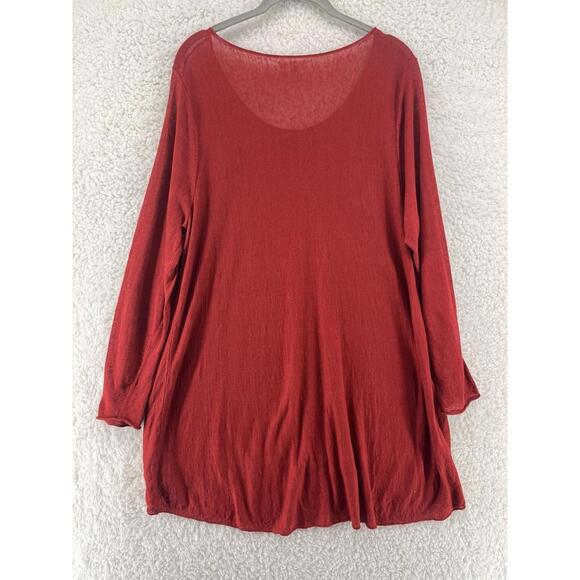 Eileen Fisher Women's Tunic Top Size 1X Red High Low Hem Linen Blend Lightweight - Picture 8 of 9
